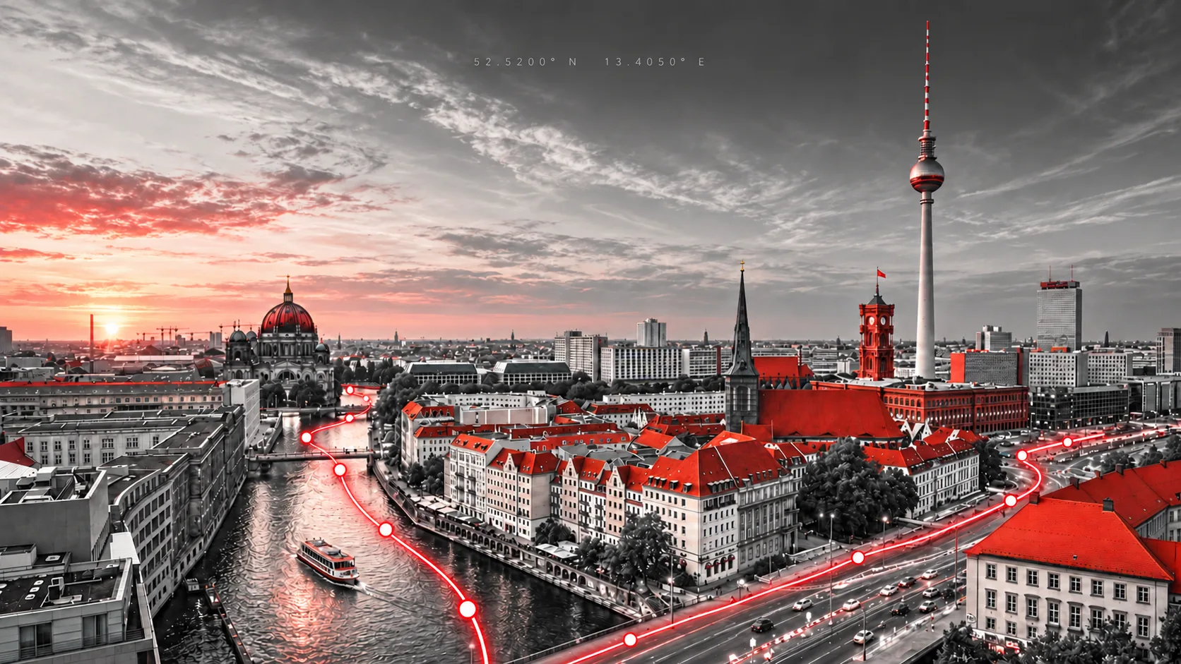 Berlin-Panorama mit Fernsehturm und Spree